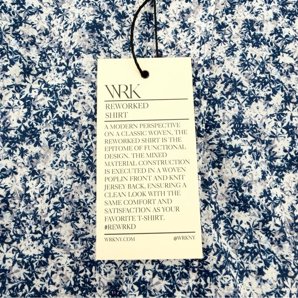 NEW WRK Reworked Shirt Men's XXL Slim Fit Short Sleeve Blue Floral Button Down - Picture 5 of 9